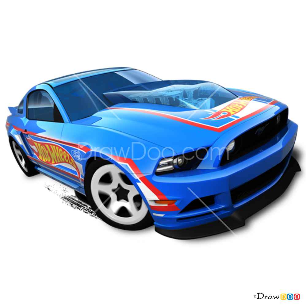 How to Draw Ford Mustang, Hot Wheels